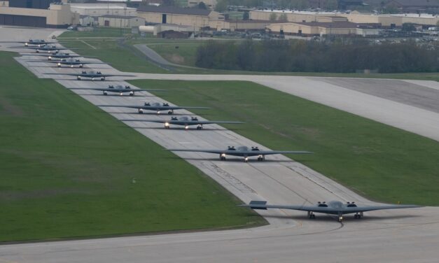 509th Bomb Wing Executes Mass Fly-Off Of 12 B-2A Spirit Bombers